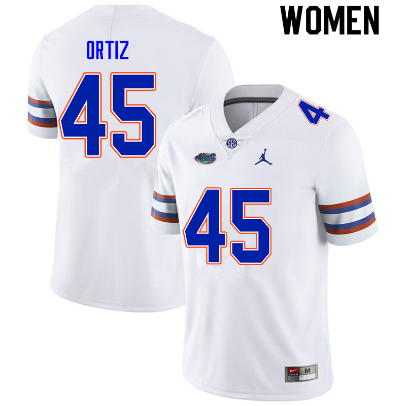 Women #45 Marco Ortiz Florida Gators College Football Jerseys Sale-White - Click Image to Close